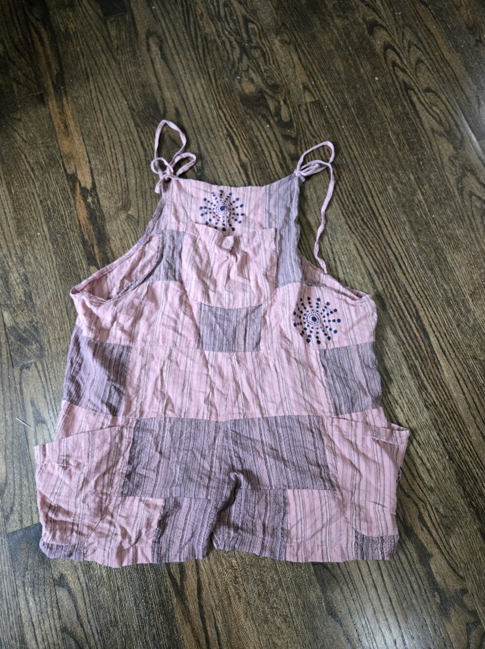 EARTHBOUND Pink Patchwork Quilted Short Romper Overalls Shortalls XXL Boho